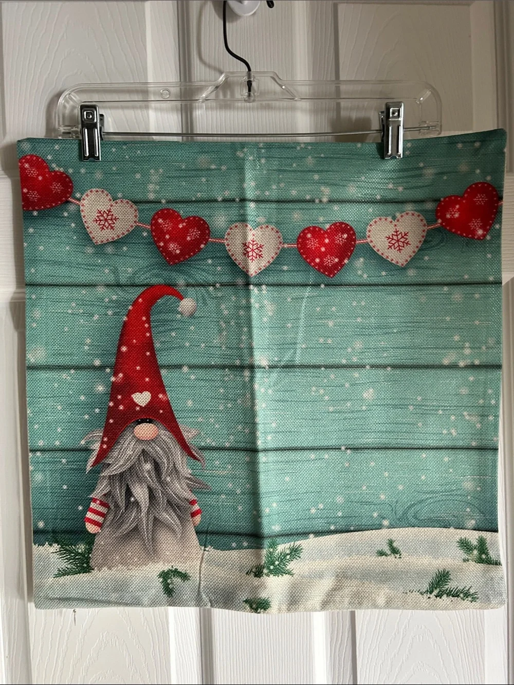 Holiday Gnome Pillow Cover - Red & Teal Decorative Tapestry